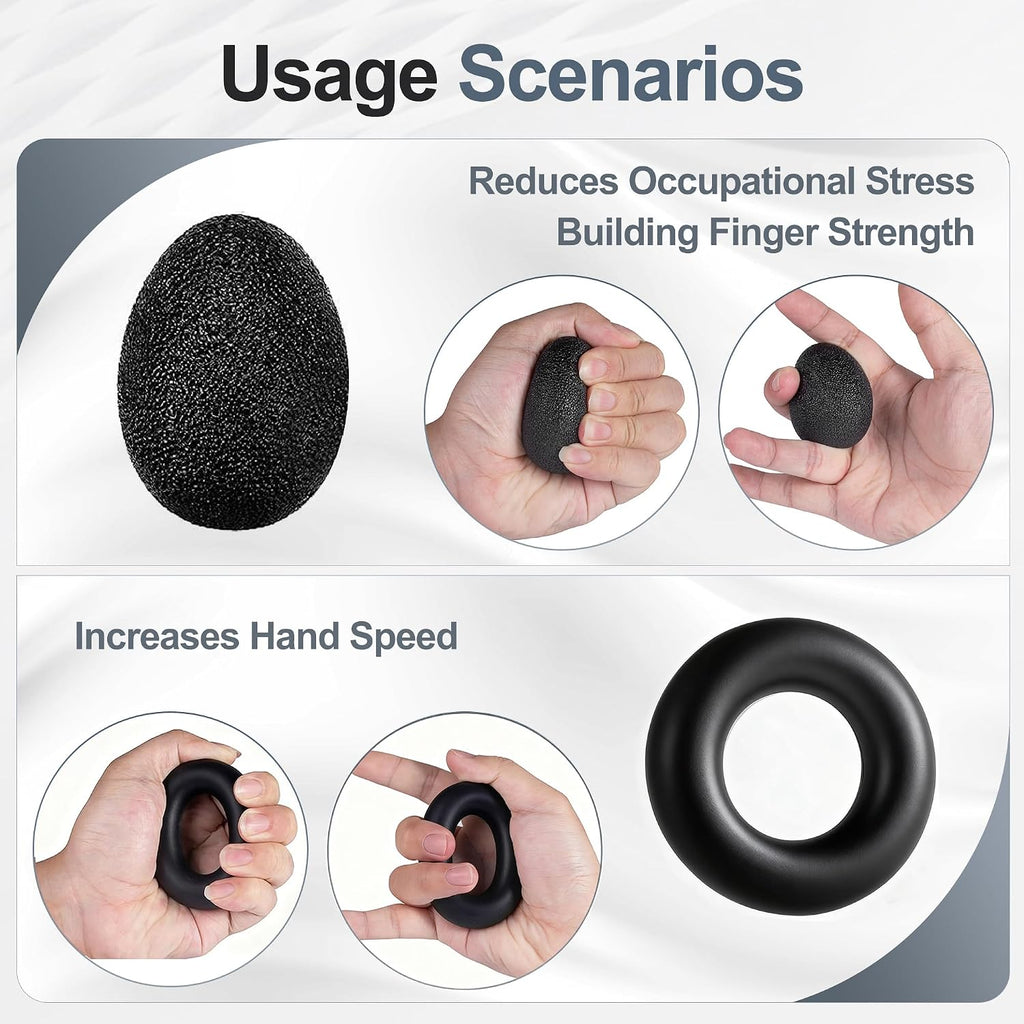 Grip Strength Trainer Kits (5 Pack), Forearm Strengthener with Adjustable Resistance, Grip Strength Tester, Finger Strengthener, Hand Gripper Strengthener for Muscle Building Injury Recover
